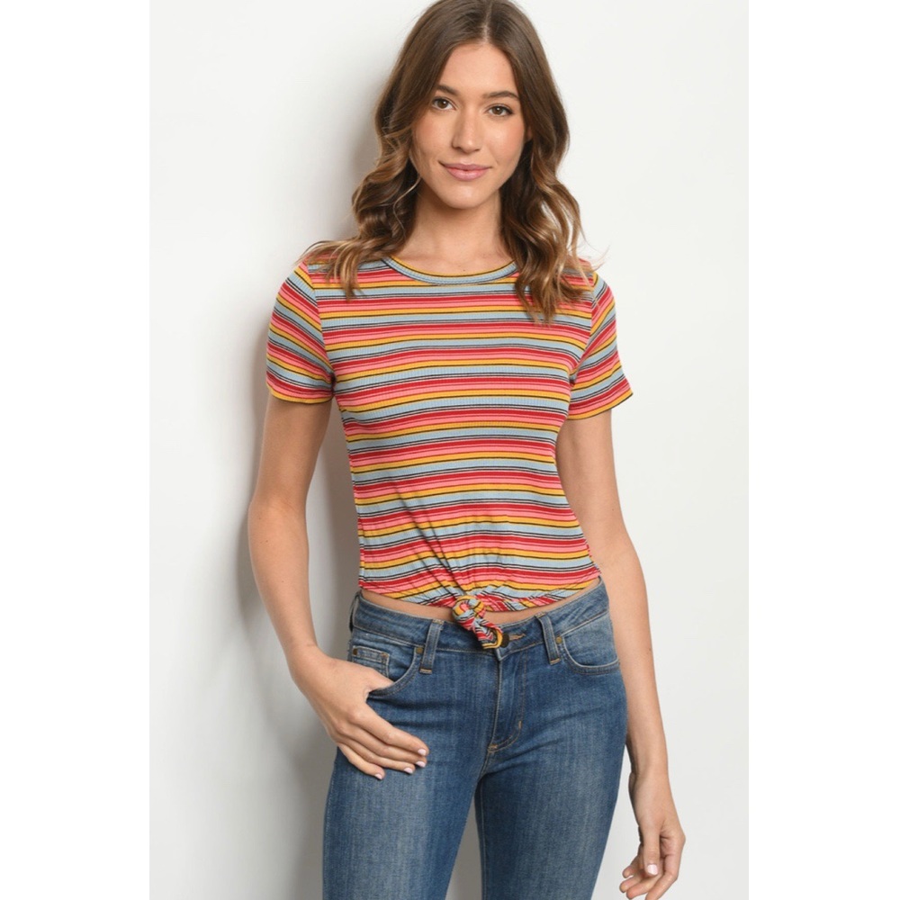 'Playful' Striped Crop Top